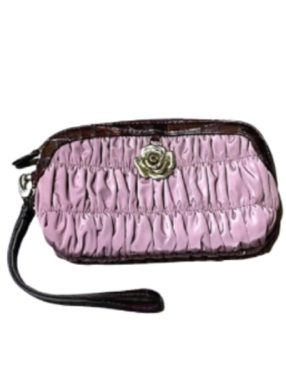 🌟 Brighton Camille Ruched Wristlet Clutch – Purple/Pink 🌟